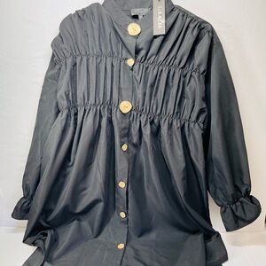 Gracia Black‎ Dress with Gold Button Detail